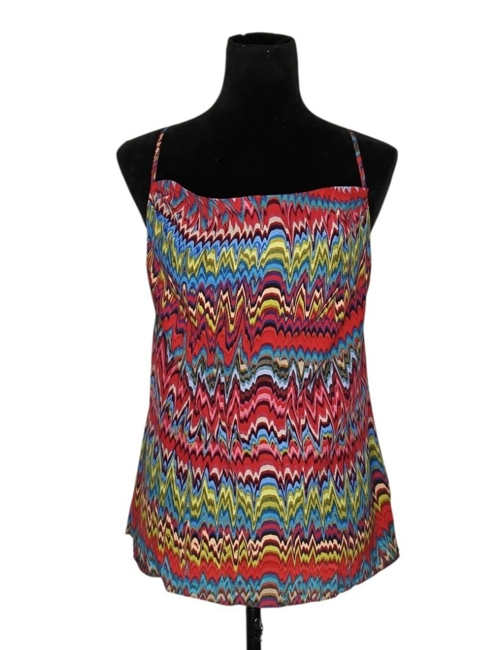 Robert Graham Silk Blend Cowl Neck Racerback Cami Top Abstract Wave Print M